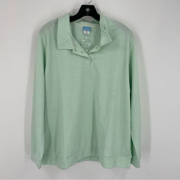 Comfort Corner Women’s Long Sleeve Collard Mint Green Top size XX - Picture 1 of 5